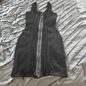 Sleek Black Zipper Mini Dress